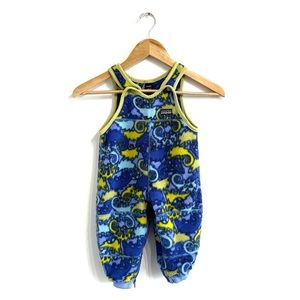 Vintage Patagonia Synchilla overalls fleece blue chameleon print